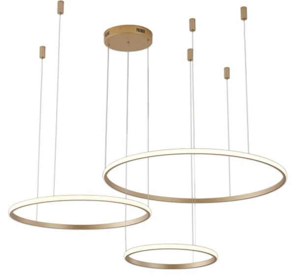 Люстра подвесная светодиодная золото LED 75Вт D20+40+60см Zortes RINGOLIGHT ZRS.33320.75F