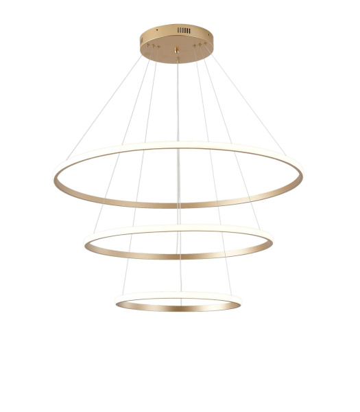 Люстра подвесная светодиодная золото LED 75Вт D20+40+60см Zortes RINGOLIGHT ZRS.33320.75C