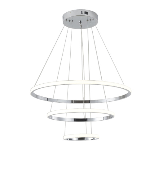 Светодиодная люстра хром LED 120Вт D40+60+80см